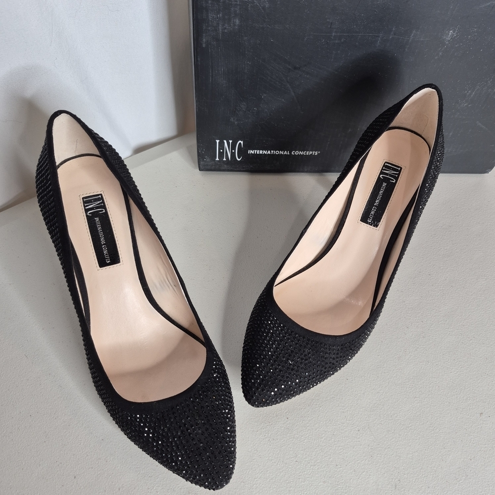 INC International Concepts Zitah3 Black Rhinestone Pumps - Size 8 - Picture 7 of 13